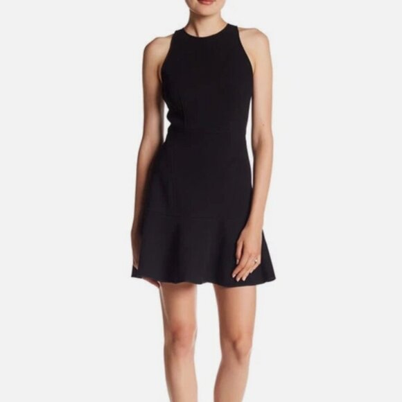 THEORY Women's 6 Paneled Black Crepe Fit & Flare Party Jewel Flounce Hem Dress - Picture 1 of 5